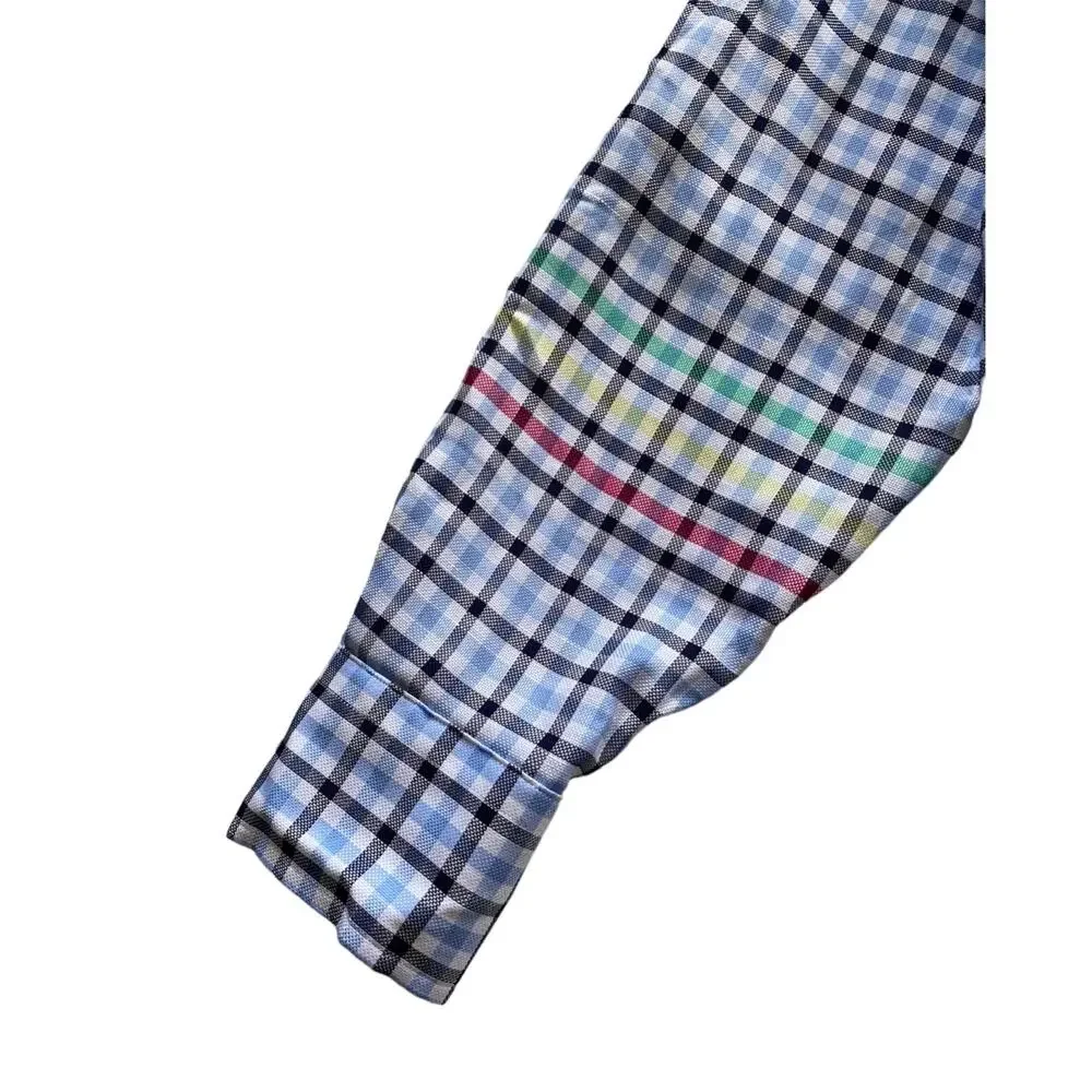 Daniel Cremieux Classics Nwt Cotton Lyocell Linen Blue Check Long Sleeve Shirt L
